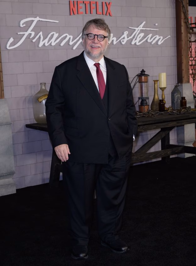 Mexico City, Mexico. 04th Nov, 2025. (L-R) Actor Oscar Isaac, Netflix CEO Ted Sarandos, director Guillermo del Toro and actor Jacob Elordi attend the red carpet for the film Frankenstein at Colegio de San Ildefonso. on November 3, 2025 in Mexico City, Mexico. (Photo by Alberto Guillen/ Eyepix/Sipa USA) Credit: Sipa USA/Alamy Live News