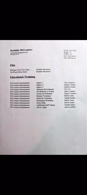 Kenisha McLemore - Project Casting Gallery Image 1 Kenisha McLemore - Gallery Image 1