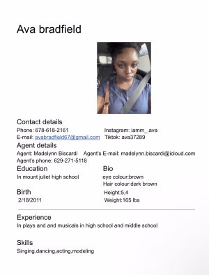 Ava Bradfield - Project Casting Gallery Image 1 Ava Bradfield - Gallery Image 1