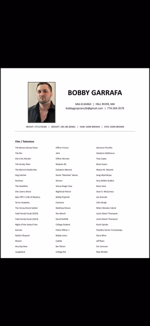 Bobby Garrafa - Project Casting Gallery Image 1 Bobby Garrafa - Gallery Image 1