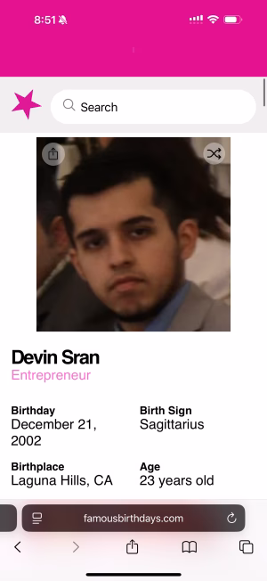 Devin Sran - Project Casting Gallery Image 1 Devin Sran - Gallery Image 1